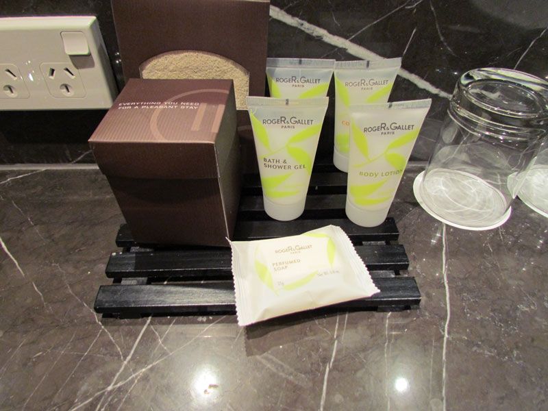 Bathroom amenities were plentiful and entirely inoffensive in fragrance. The addition of a loofah sponge and the usual toiletry items in a small box was a bonus.