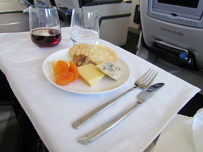 It was a pleasant surprise to find cheese at the proper temperature on a plane.