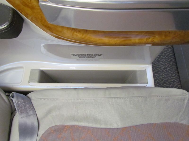 By the side of your seat, there's also a slot for a small laptop, tablet or assorted pocket contents.