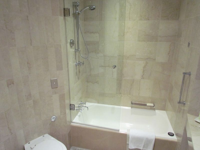 In the bathroom, the shower was excellent, but the hotel should just skip the bath and put in a shower stall.