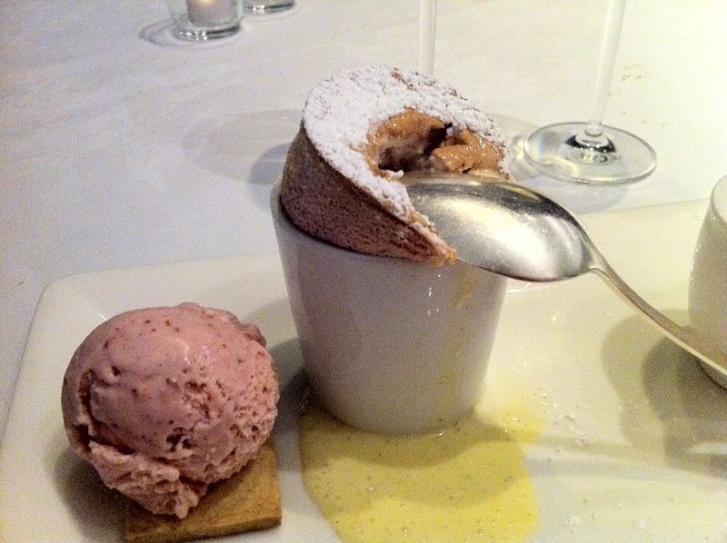 The wild strawberry soufflÃ© was just the right way to end the meal.