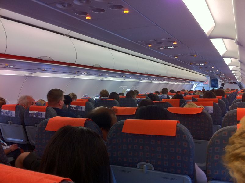 On-board, it's fortunately not that orange, and is a basic Airbus A320 aircraft outfit.