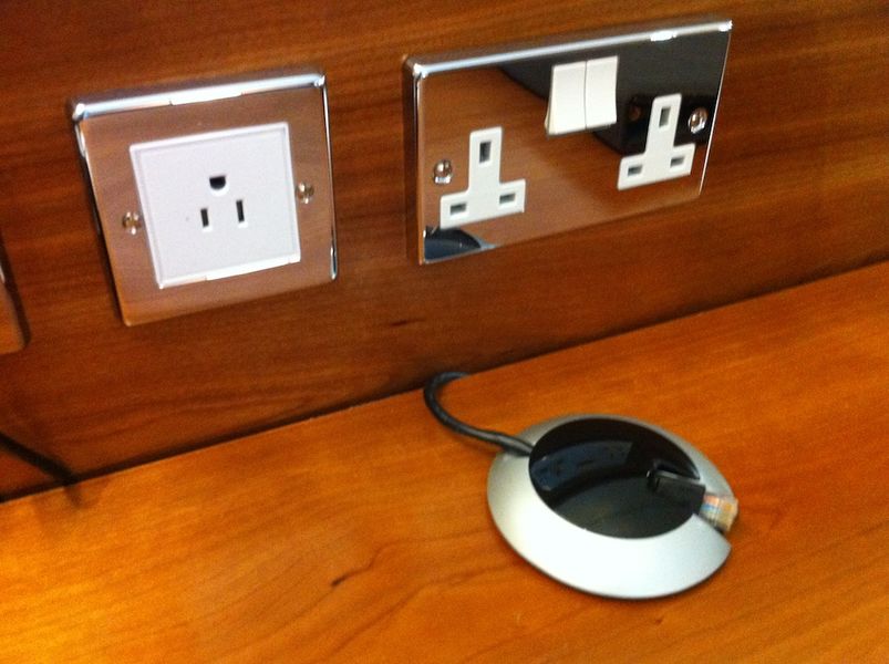 International plugs are welcome, but these are the only accessible ones in the room.