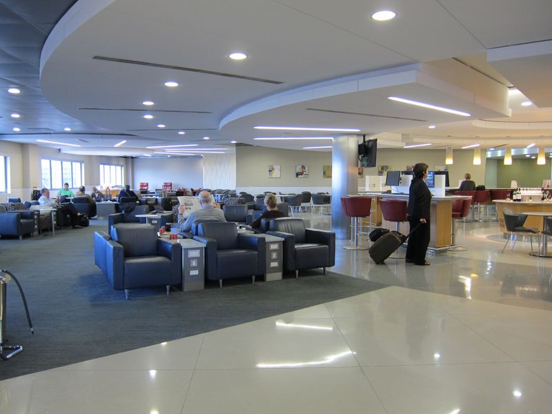 This open seating area is the main part of the lounge, but my favourite bit is round to the left, with more light and larger side tables for gadget-charging.
