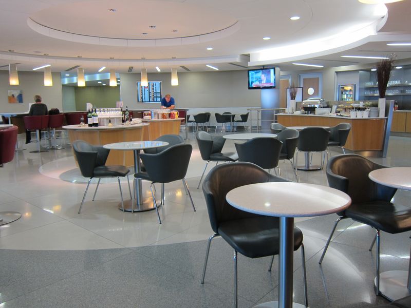 While you could take your snack back to any of the chairs, there are specific tables set aside for the purpose.