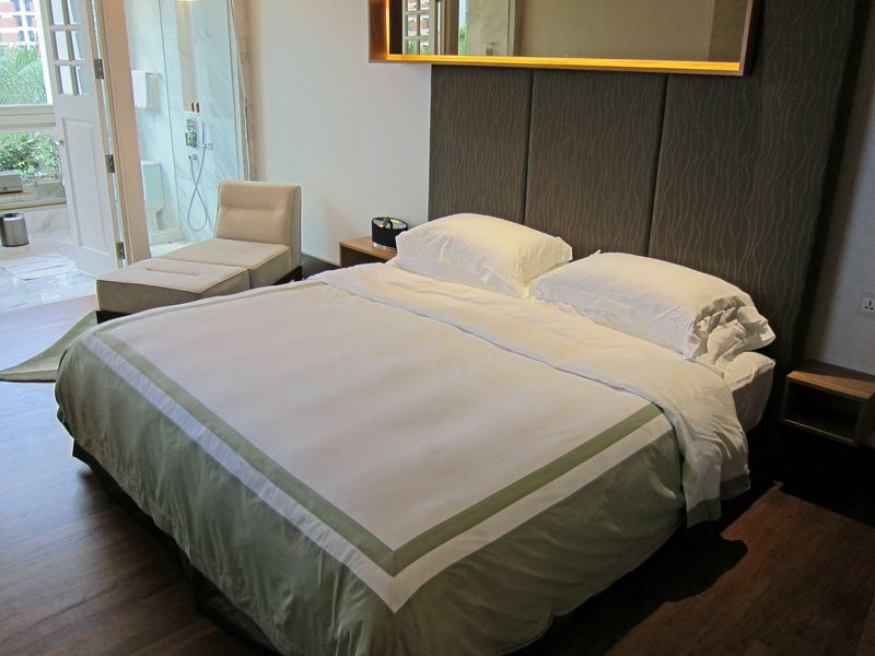 The bed was comfortable, with soft, luxurious linens.