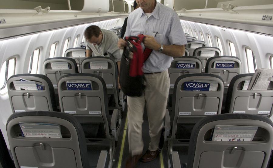 The slimline seats on board have the literature pocket at eye level to increase legroom.