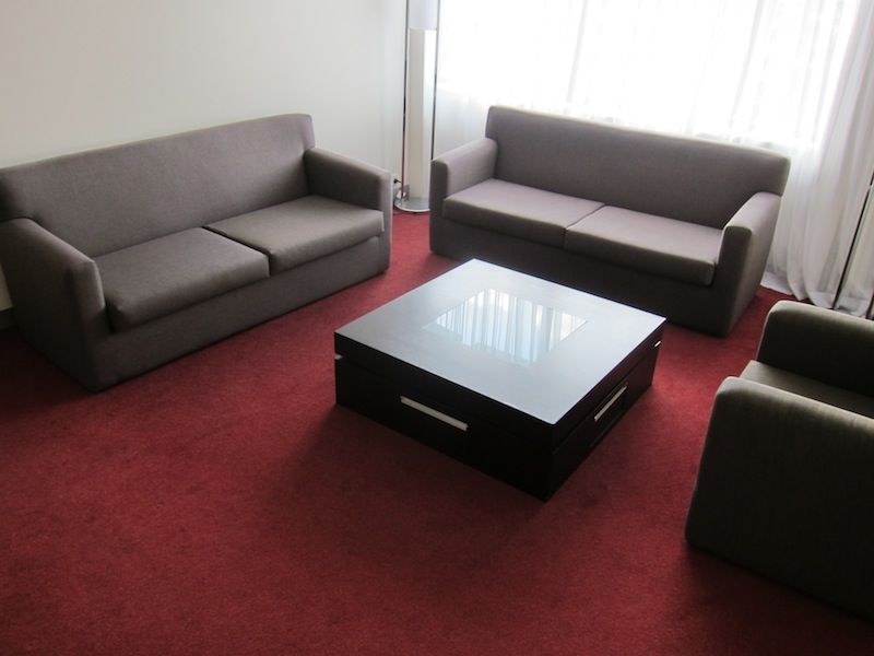 While comfy, I felt the sofas could use a jaunty cushion or two. I brought a pillow from the bedroom when I wanted to put my feet up and read a book.