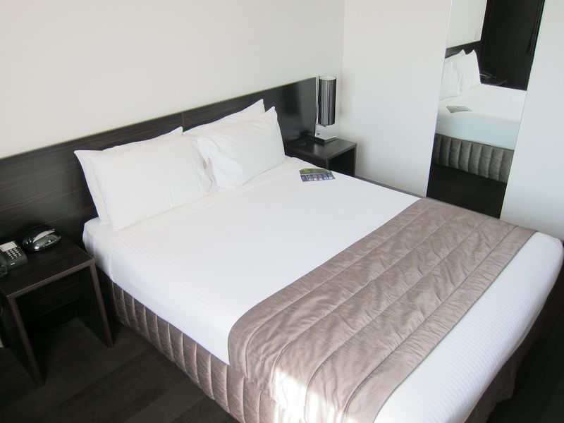 This is apparently a queen-sized bed, but it seemed somewhat closer to a double.
