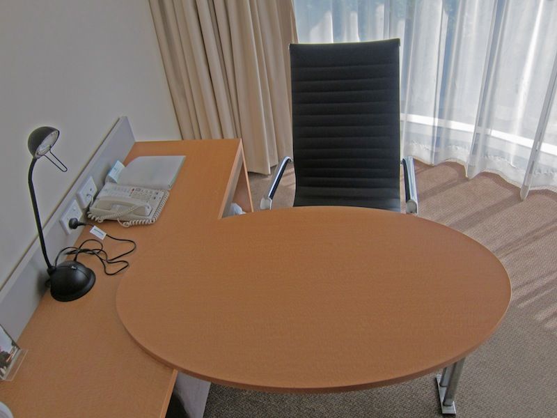 With the oval desk and the L-shaped attachment, the desk is great for getting down to some serious work.