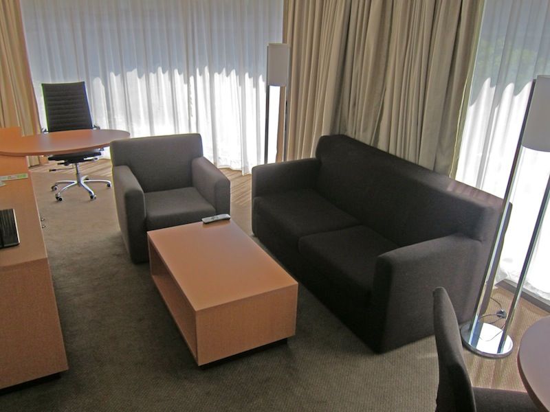Actual comfortable sofas you'd want to sit on, in a hotel -- how unusual!