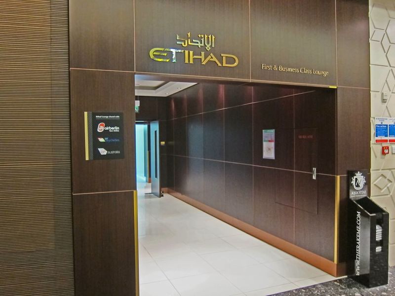 Etihad's T3 lounge complex is right next to security, with no annoying march through the shops.