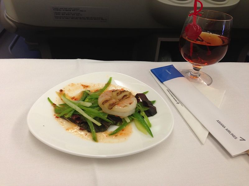 Throughout the flight, the food was excellent.