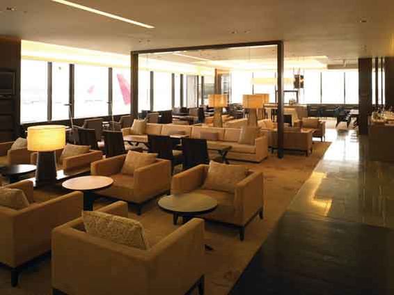 JAL's First Class lounge: a study in calming browns