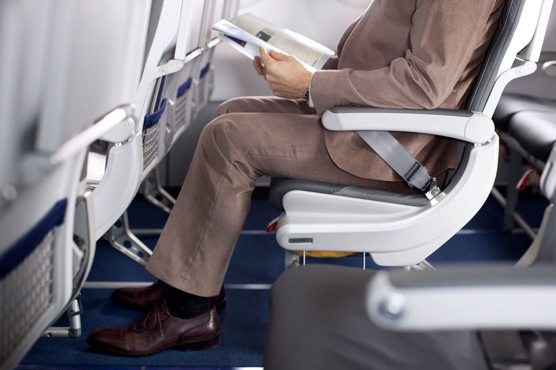 The pay-off for slim seatbacks, as this picture shows, is more legroom for each passenger.