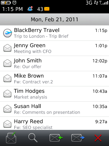 Airline itineraries are automatically picked up by the BlackBerry Travel app