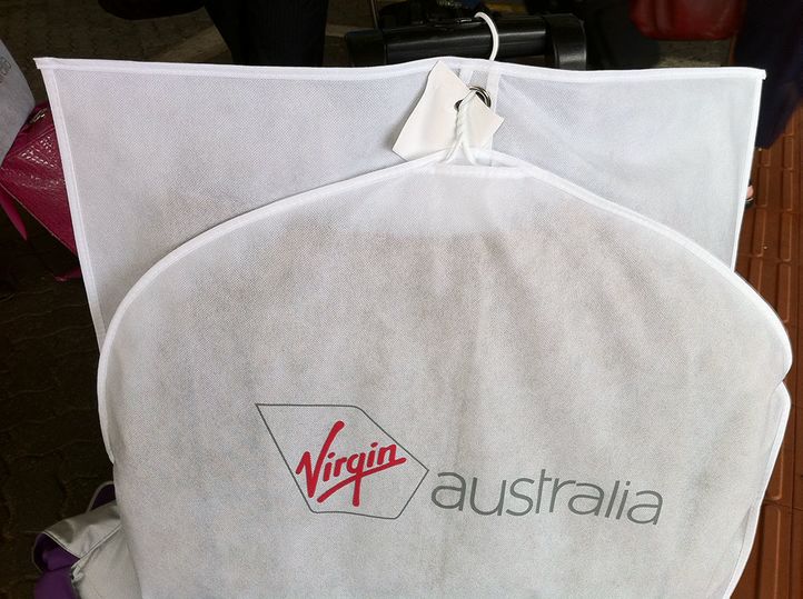 Virgin Australia business class customers' jackets are given business class transport too.