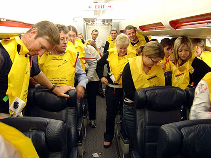 There's a whistle and a light for attracting attention.... British Airways