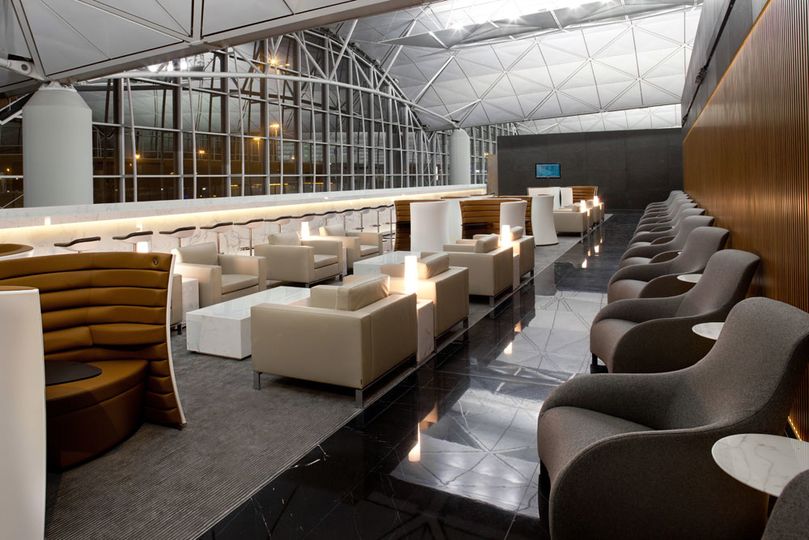 The first class lounge will share design DNA with CX siblings such as the business lounge shown here