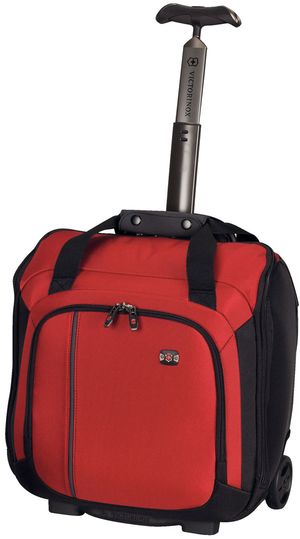 A compact wheeled tote bag (this one's from the Victorinox Werks Traveller collection) may be all you need for an overnight business trip