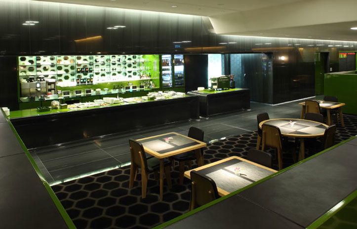 The dining room of Sydney's Qantas Chairman's Lounge