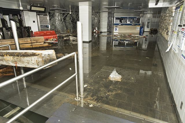 Getting there will be tricky, though -- subway stations are flooded, like this one at South Ferry. MTA