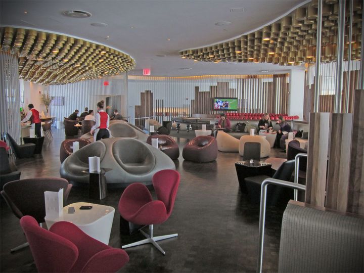 Different space, different design language -- but it could still only be a Virgin lounge.