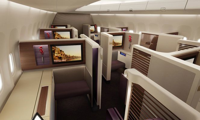 Kick back in 'Royal First' (first class) on Thai's newer Boeing 747s