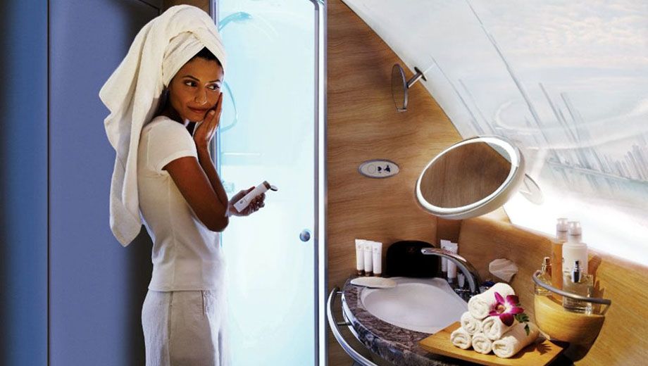 First class on the Emirates A380 comes complete with a 'shower spa'...
