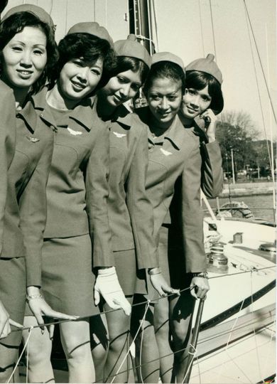 Some of the inaugural CX101 crew, with Iris Lim second from the left