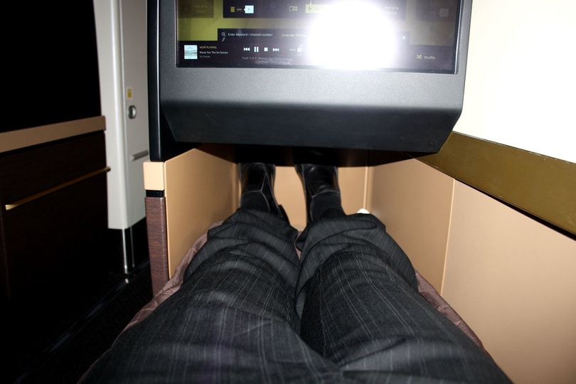 (In this seat, the wall begins to curve in front of this author's right foot.)