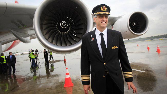 Today's togs for Qantas pilots, as modelled by Captain Richard de Crespigny
