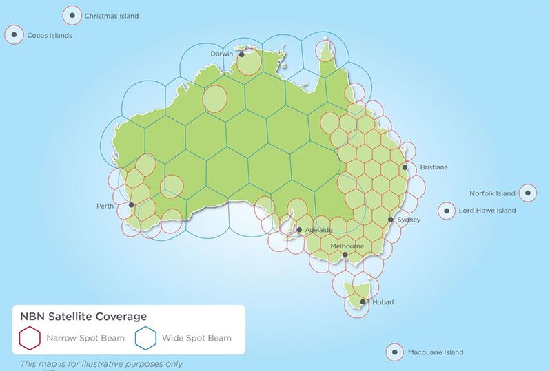 Each SkyMuster satellite blankets Australia with 101 'spot beams'
