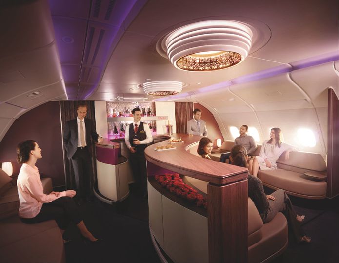 Qatar Airways' Airbus A380 inflight lounge