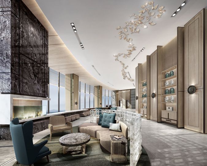 Take in the views from the hotel's Sky Lobby as you collect your room key...