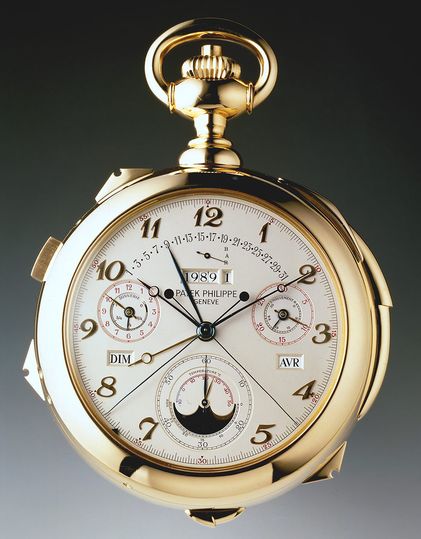 The Calibre 89, a double-faced pocket watch. Its 33 complications include "a patented system for indicating the moveable feast of Easter."