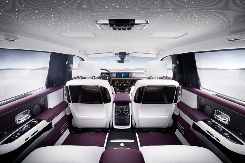 Phantom VIII comes in regular and long wheelbase versions. The rear seats recline nearly flat.