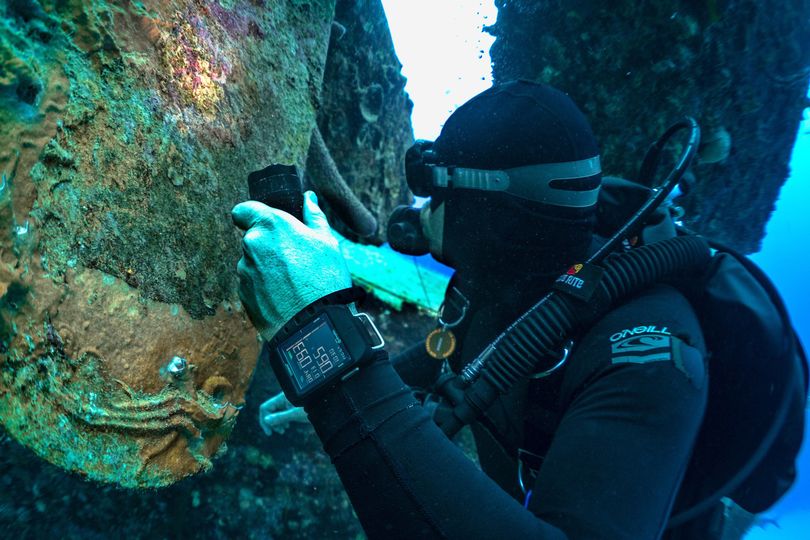 The author wears a dive computer but always has a dive watch on his opposite wrist.