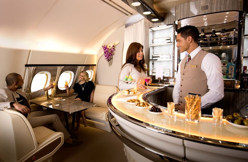 Emirates' inflight bar and lounge is a 'hero' feature of its Airbus A380s
