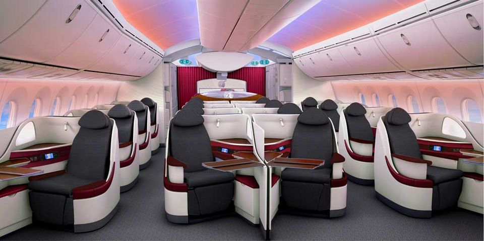 Qatar Airways' Airbus A350, Airbus A380 and Boeing 787 business class