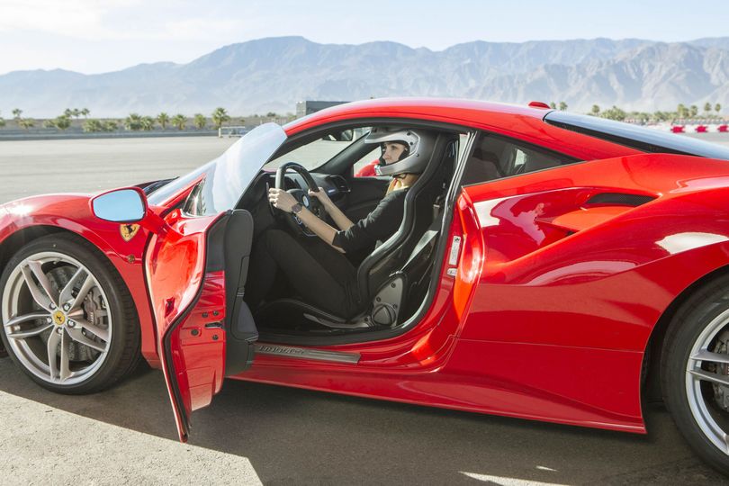 The author in a Ferrari 488