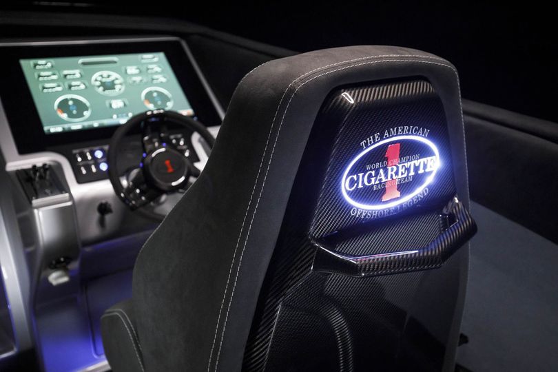 The boat comes equipped with Garmin products and customizable interior and exterior trimming options.