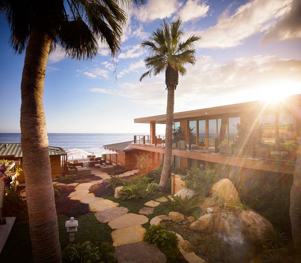 There is no better view of the Pacific Ocean in Malibu than from your own private suite at the Nobu Malibu Ryokan. You can watch dolphins frolic through the waves while you lie in bed.