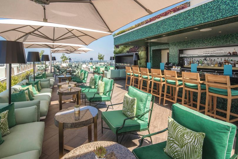 The rooftop bar at the Waldorf can get crowded and noisy. It's great for people watching – if you're lucky enough to snag a table.