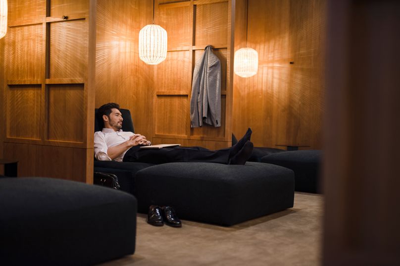 Lightly doze or go for a flat-out snooze at Cathay Pacific's The Pier Business Class Lounge, Hong Kong.