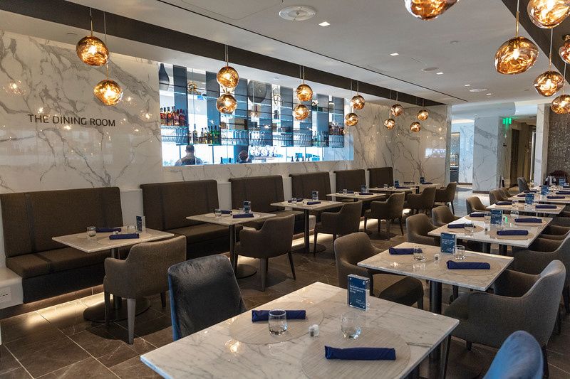 United Airlines' Polaris lounge dining rooms feature local cuisine