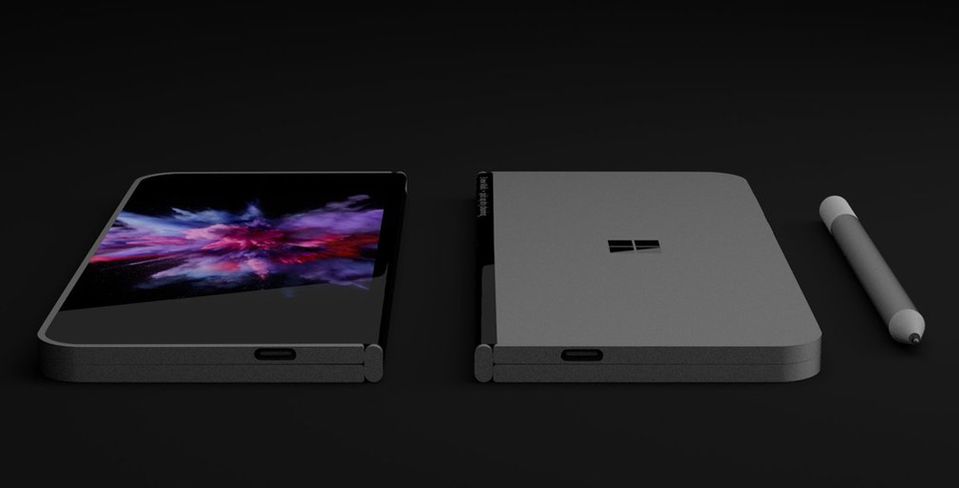 A mock-up of Microsoft's 'Andromeda' Surface device by designer David Beyer