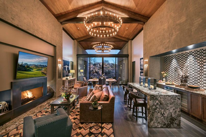 Inside the PXG House’s living room at Scottsdale National Golf Club.