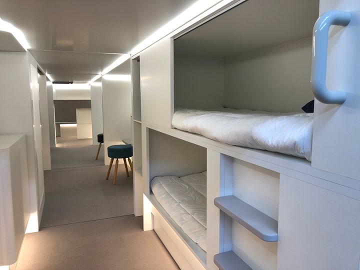 Airbus mock-up showing how bunk beds would fit in an aircraft's cargo bay