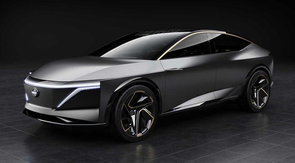 Nissan promotes its sleek all-electric IMs concept as "an elevated sports sedan"